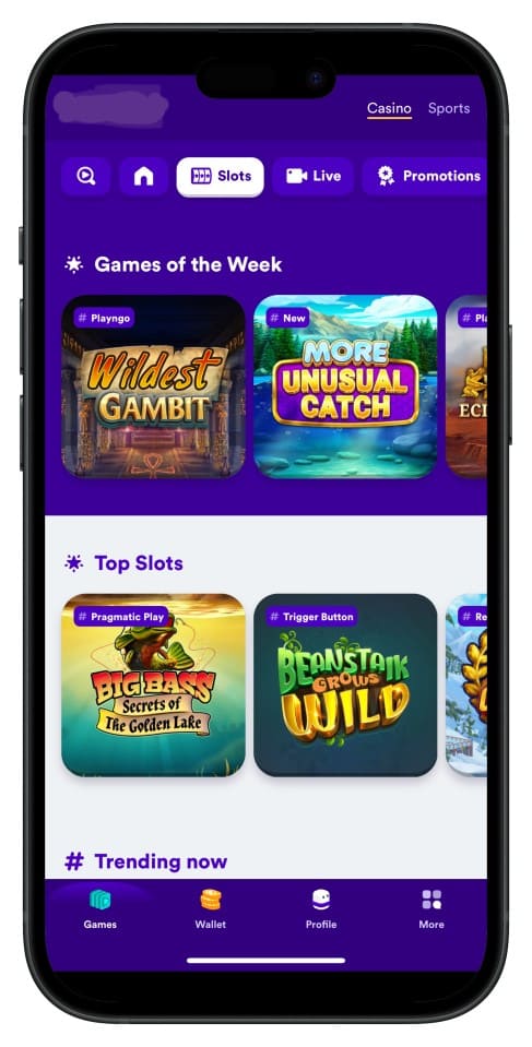 Screenshot showing ck666 App interface with intuitive menus and game choices